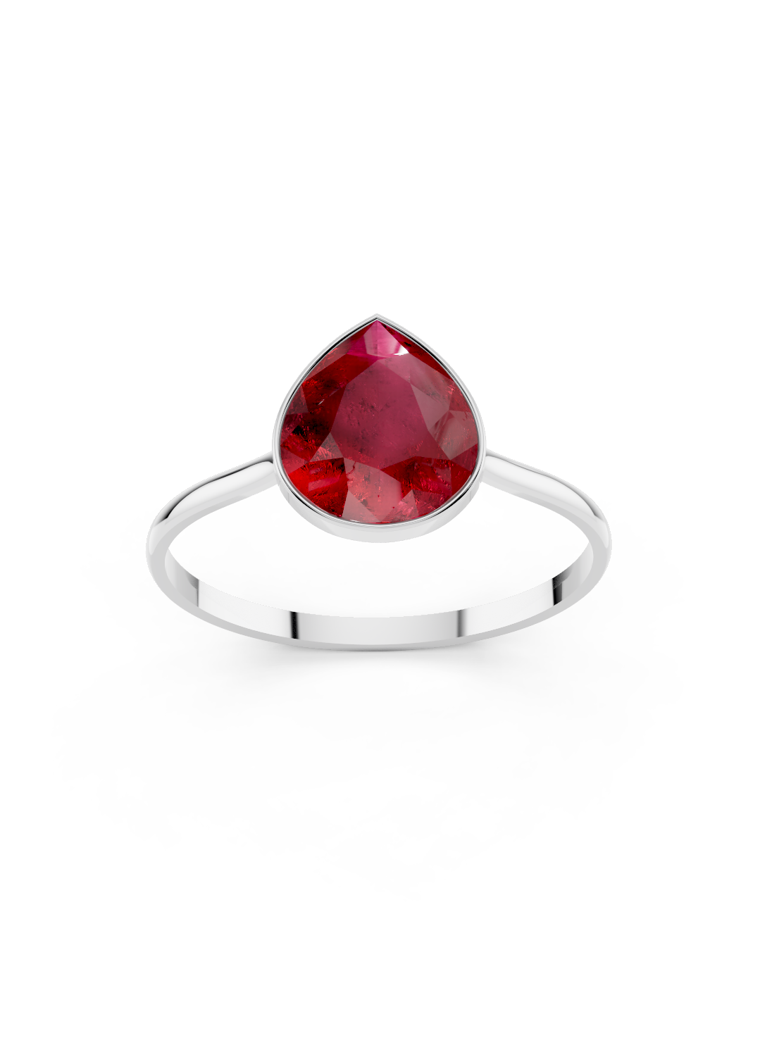 Ruby Pear Solitaire Ring