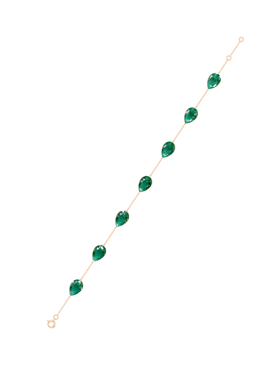 Pear-Cut Zambian Emerald Bezel-Set Delicate Bracelet