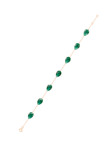 Pear-Cut Zambian Emerald Bezel-Set Delicate Bracelet