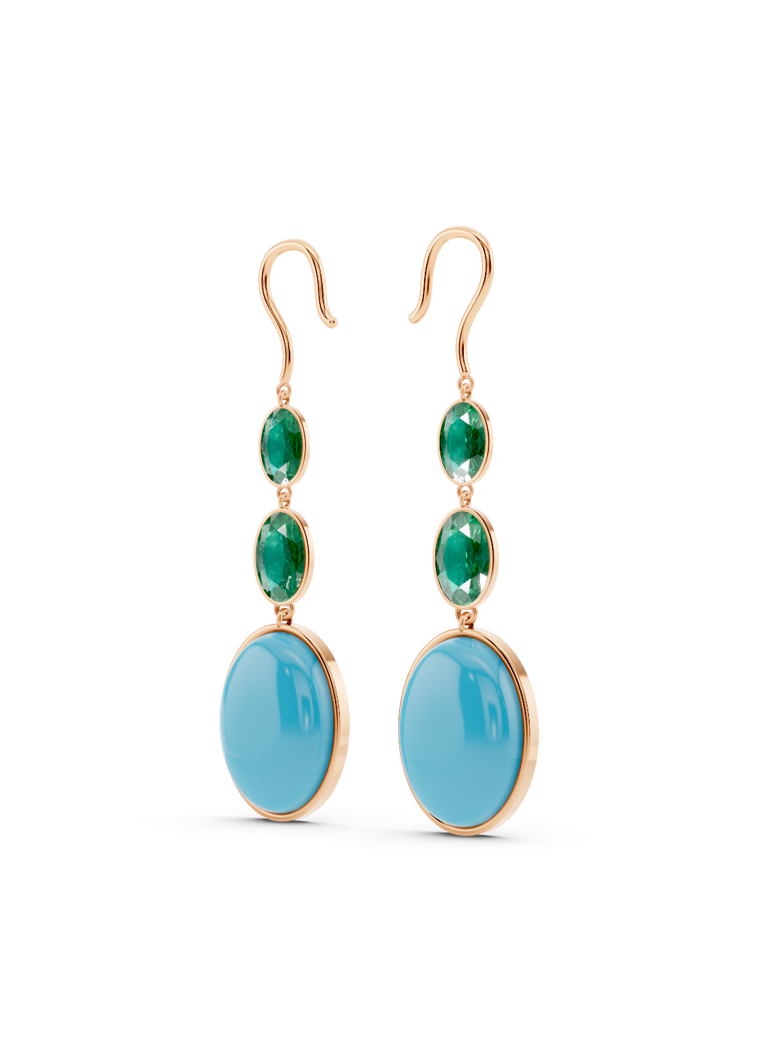 Emerald and Turquoise Drop Earrings