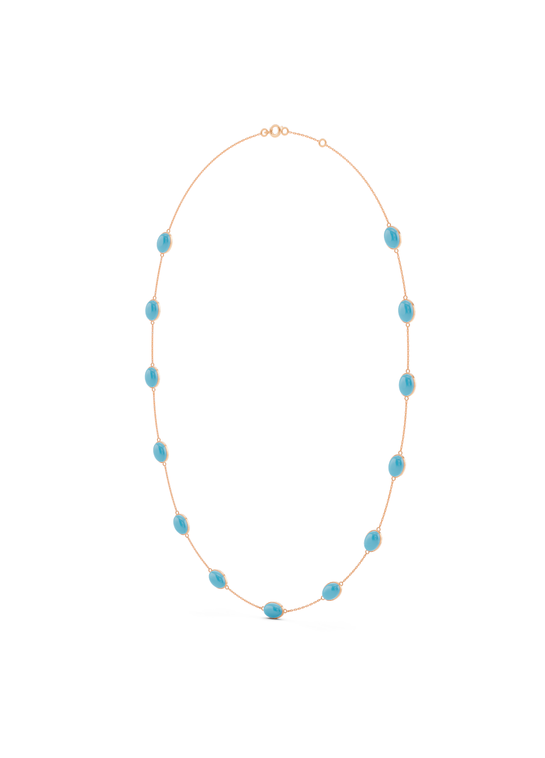 Turquoise Bezel-Set Gold Necklace