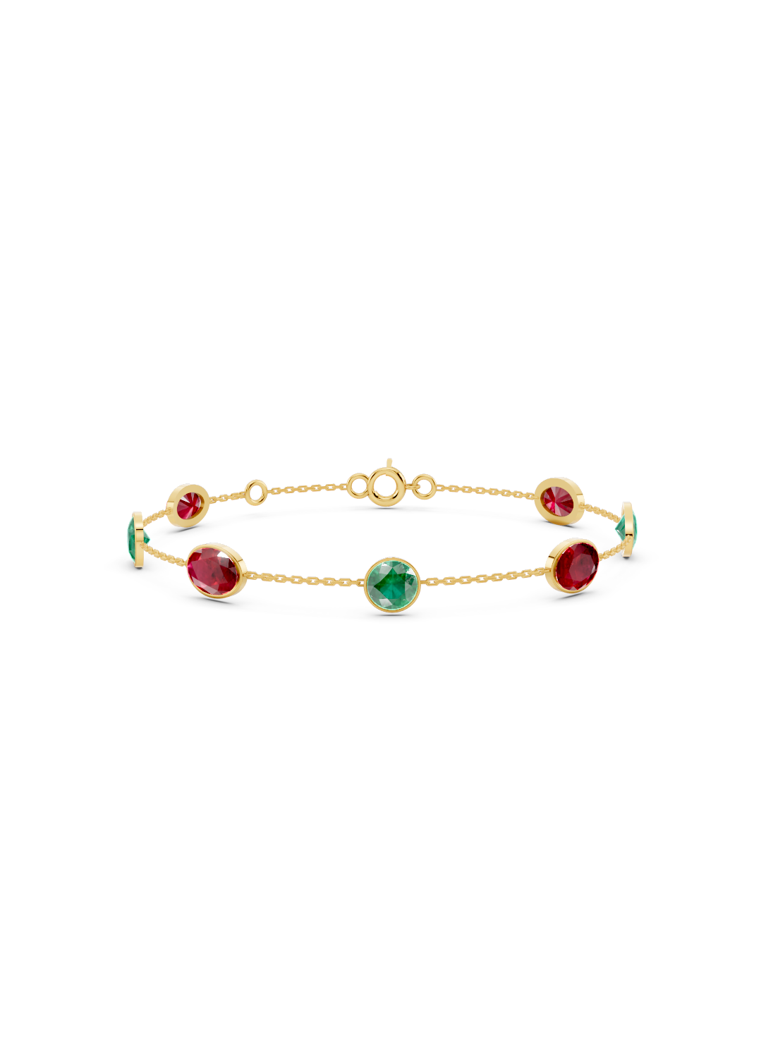 Ruby and Emerald Duet Solitaire Strand Bracelet