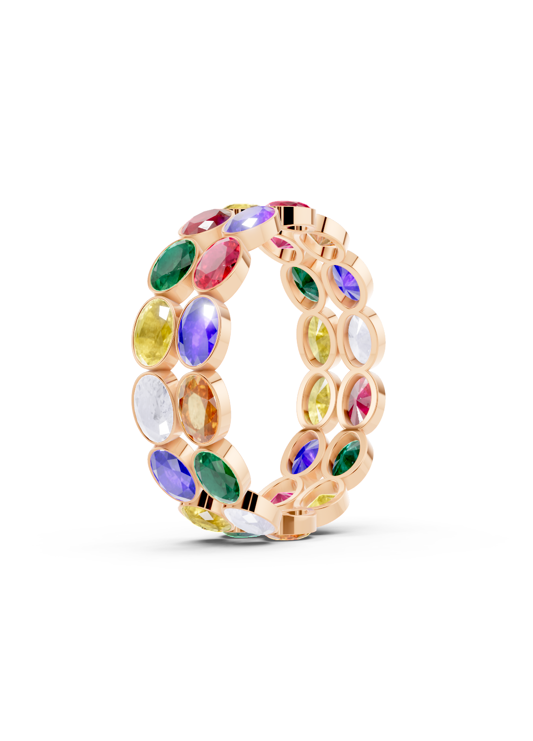 Multi Sapphire Oval Double-Row Eternity Ring