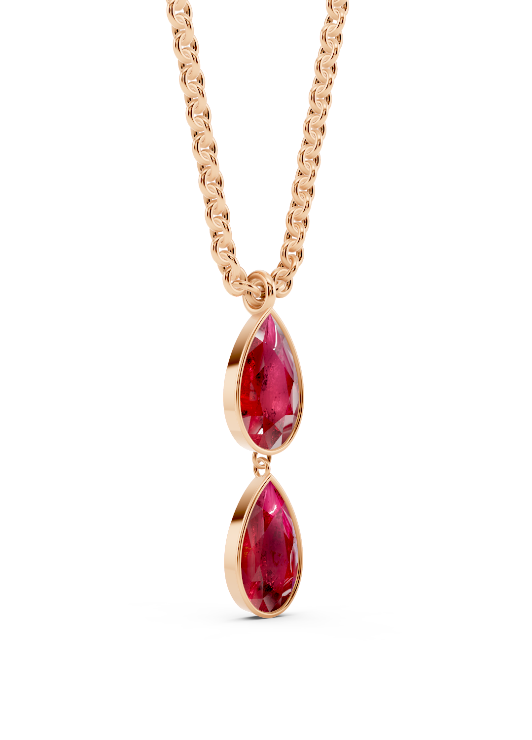 Double Ruby Drop Pendant