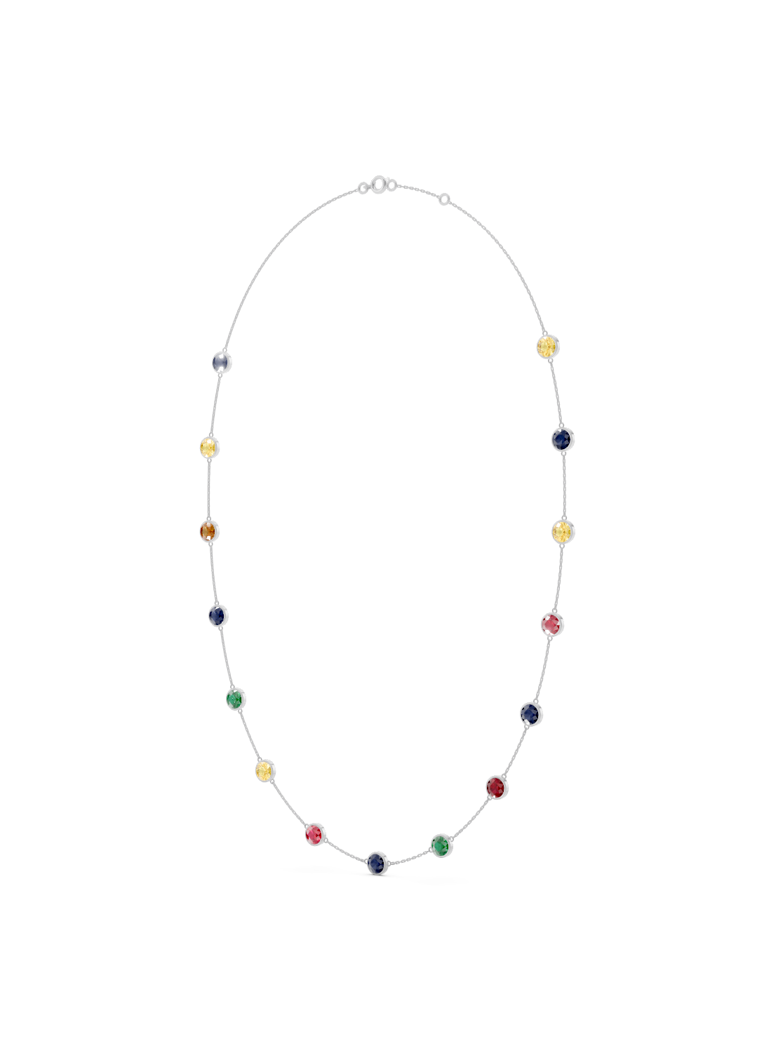 Multicolor Gemstone Bezel-Set Necklace