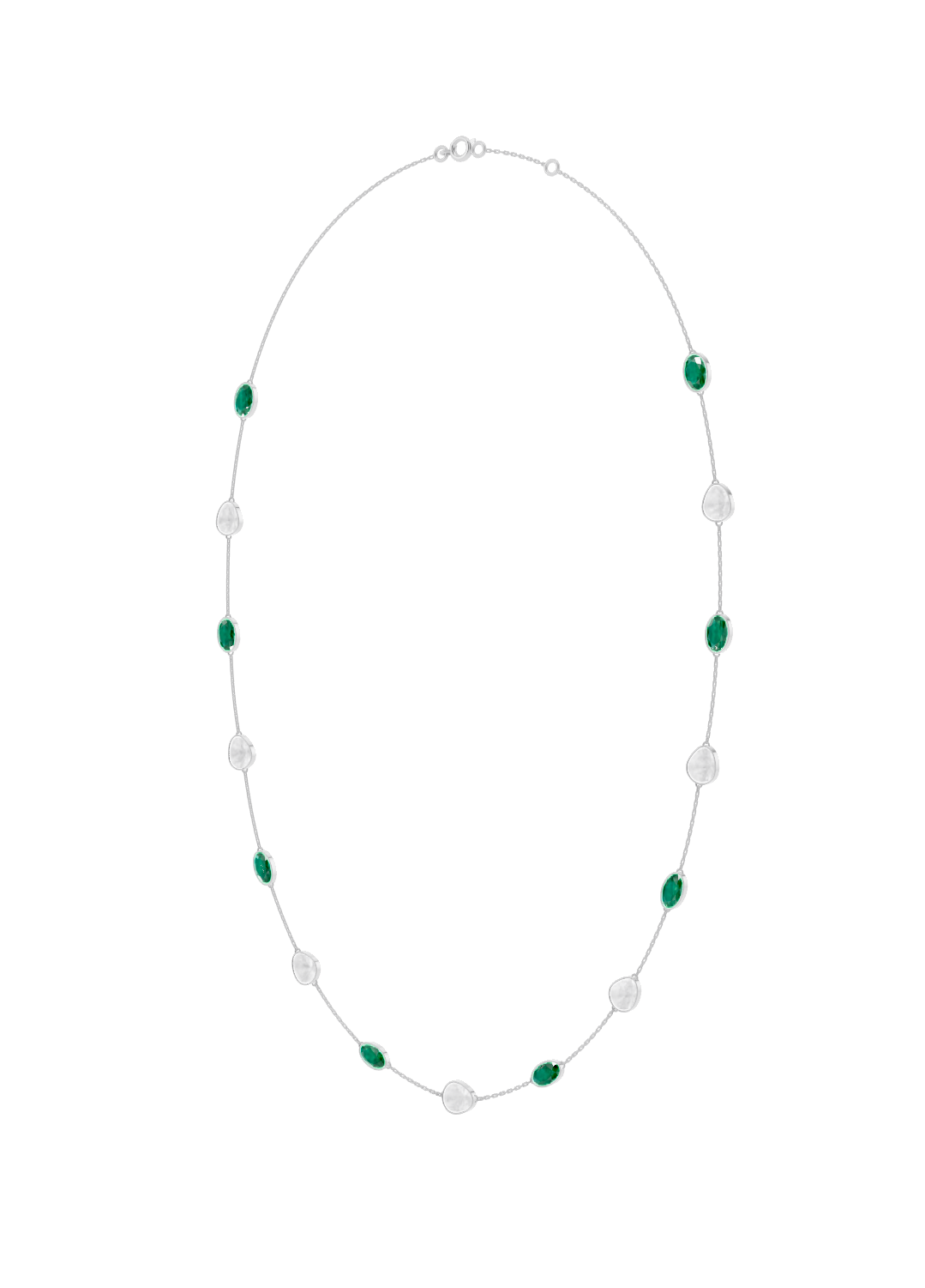 Emerald and Opal Bezel-Set Necklace