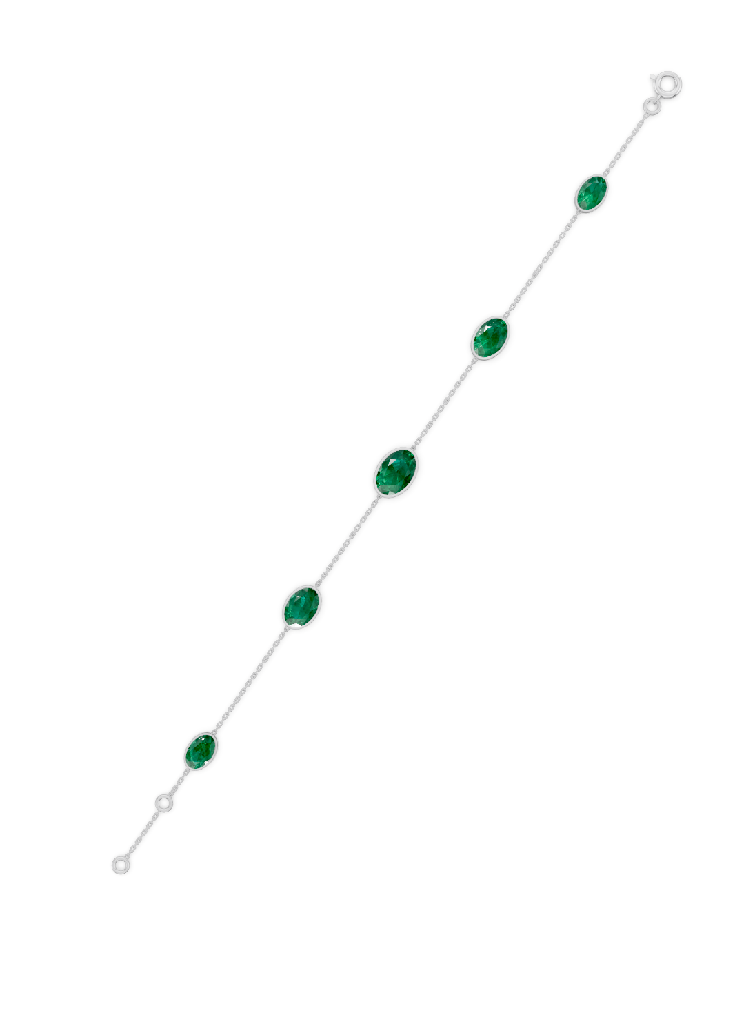 Crimson Emerald Solitaire Strand Bracelet