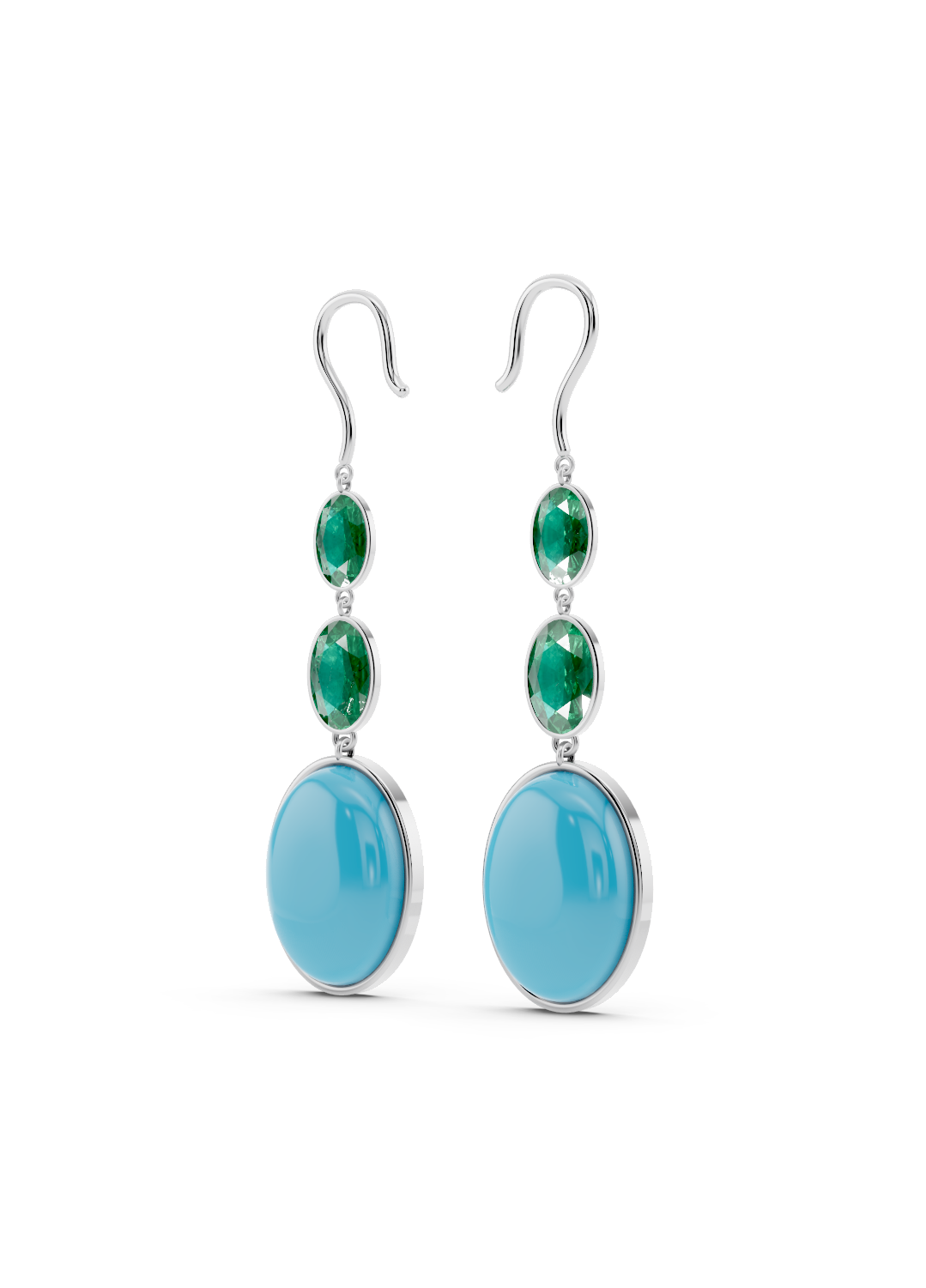 Emerald and Turquoise Drop Earrings