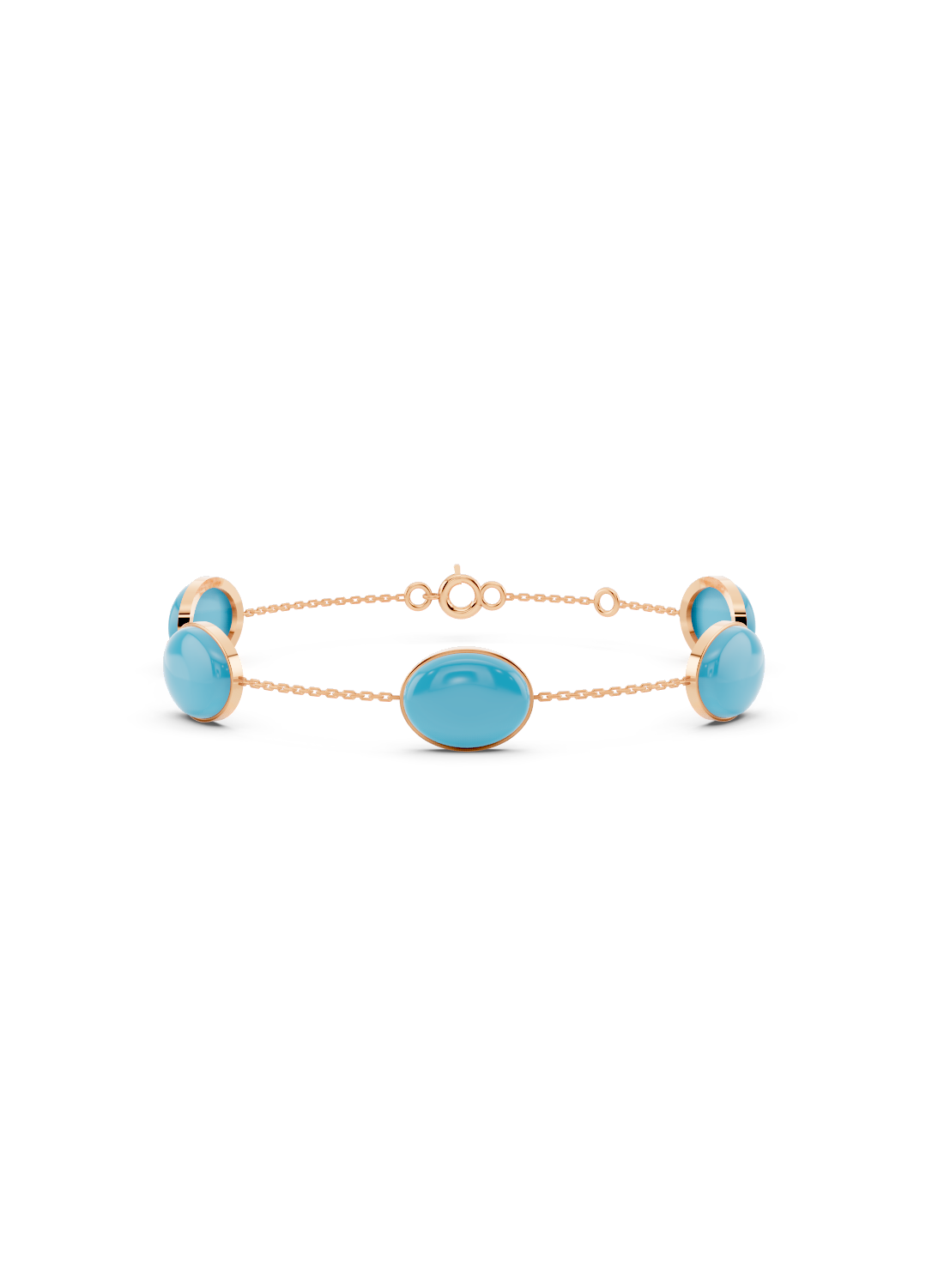 Blue Turquoise Solitaire Strand Bracelet