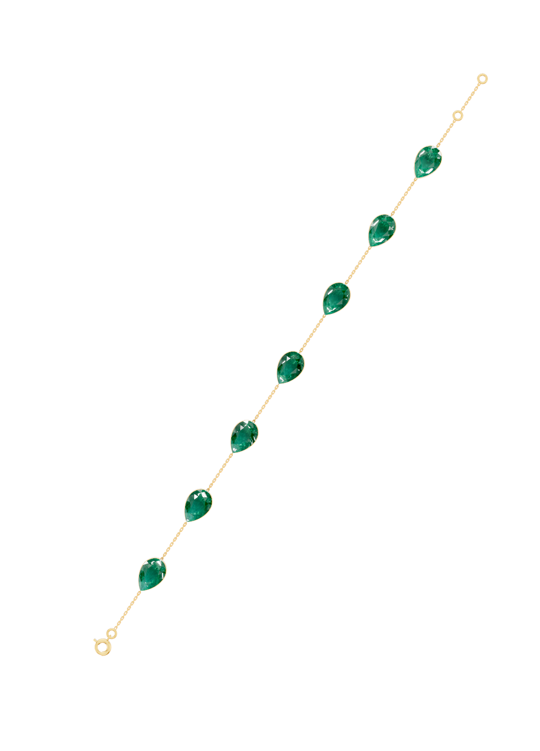 Pear-Cut Zambian Emerald Bezel-Set Delicate Bracelet