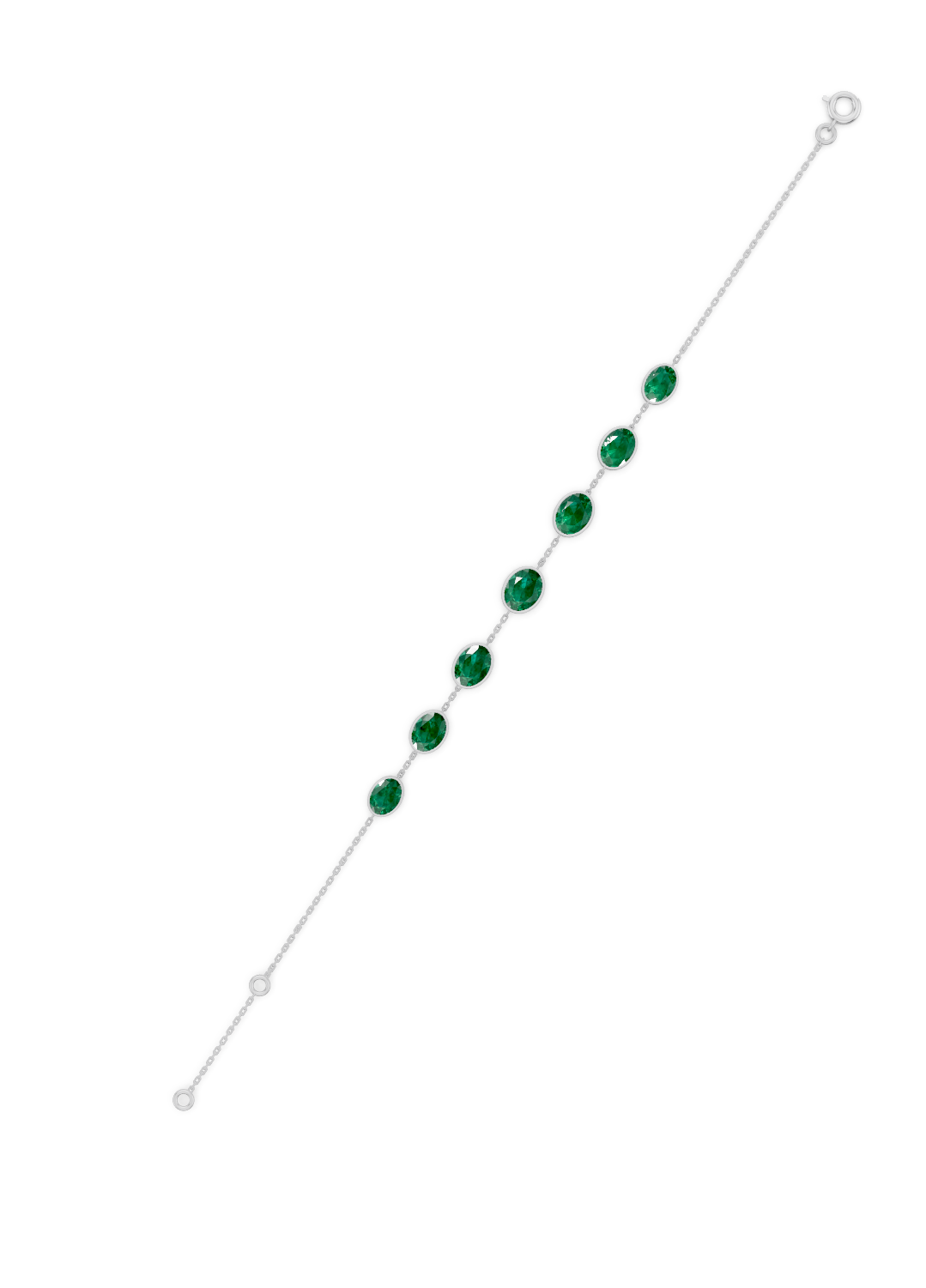 Cascading Emerald Solitaire Strand Bracelet