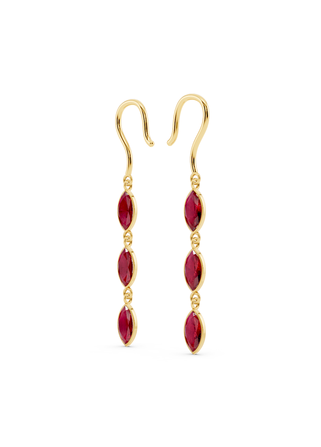 Triple Marquise Ruby Drop Earrings
