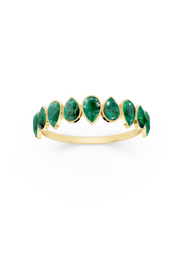 Emerald Alternating Pear Eternity Ring