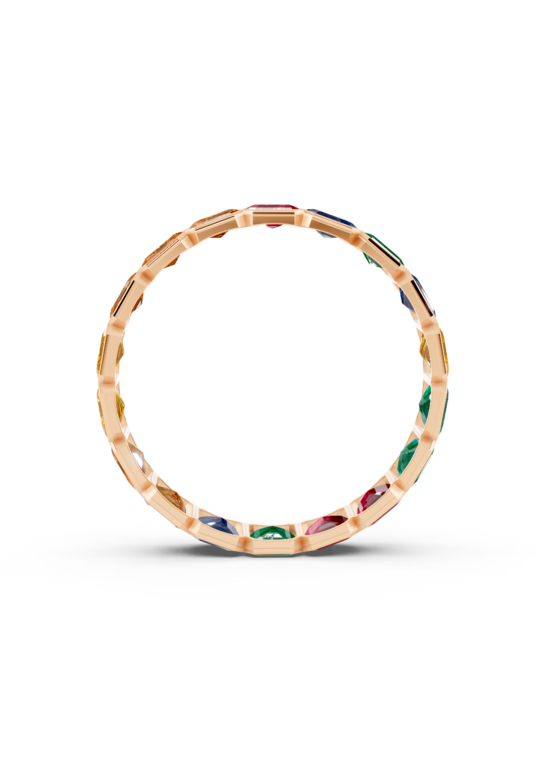 Rainbow Emerald-Cut Sapphire Eternity Ring