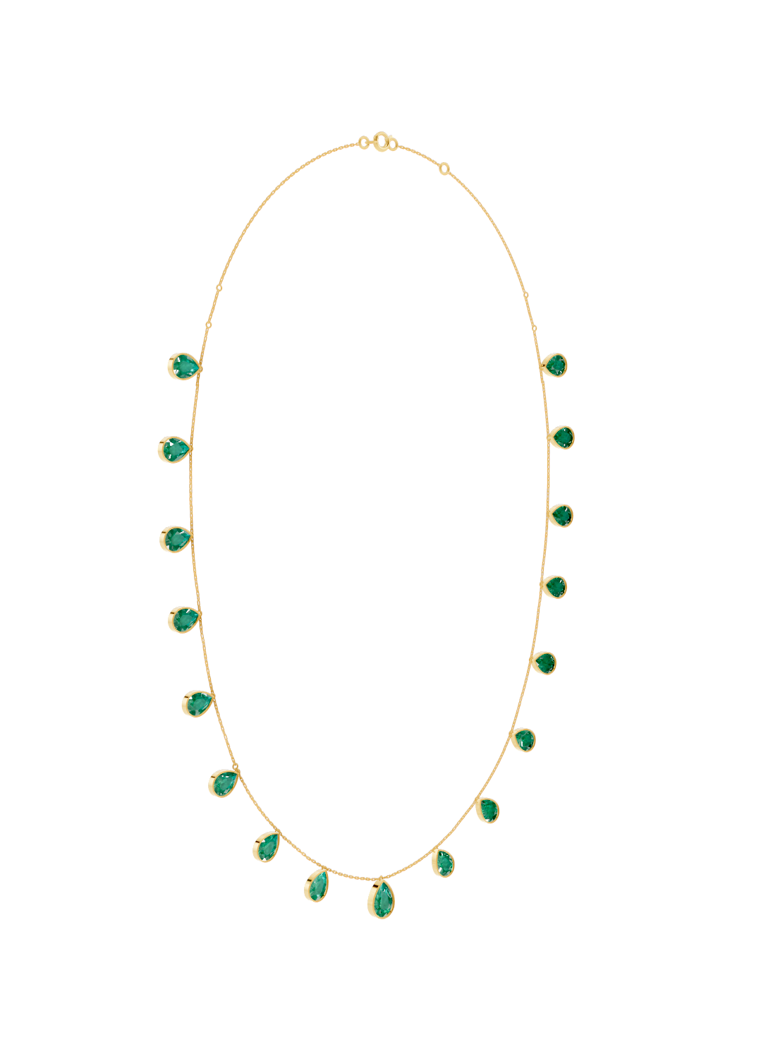 Emerald Drop Bezel-Set Necklace