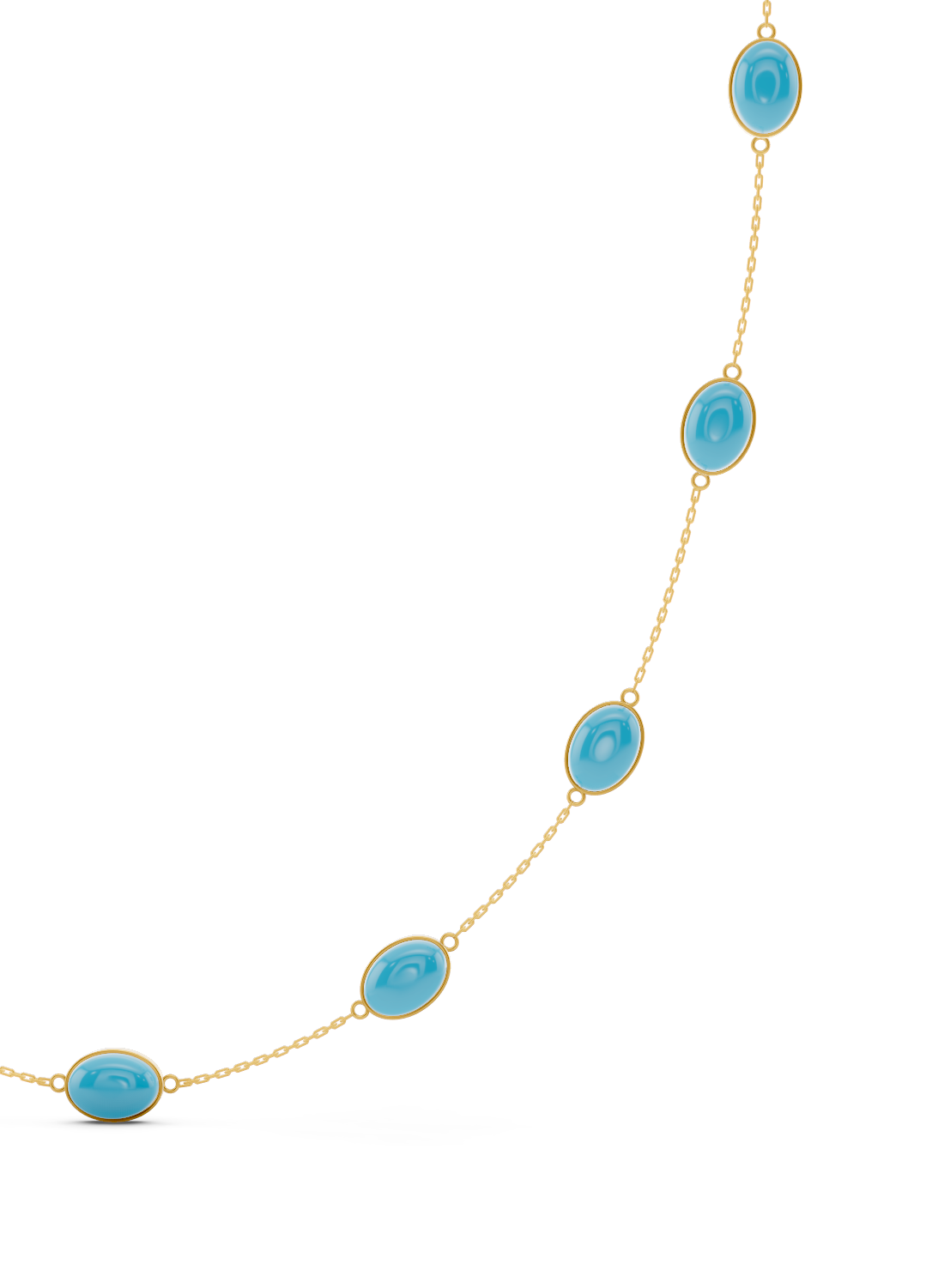 Turquoise Bezel-Set Gold Necklace