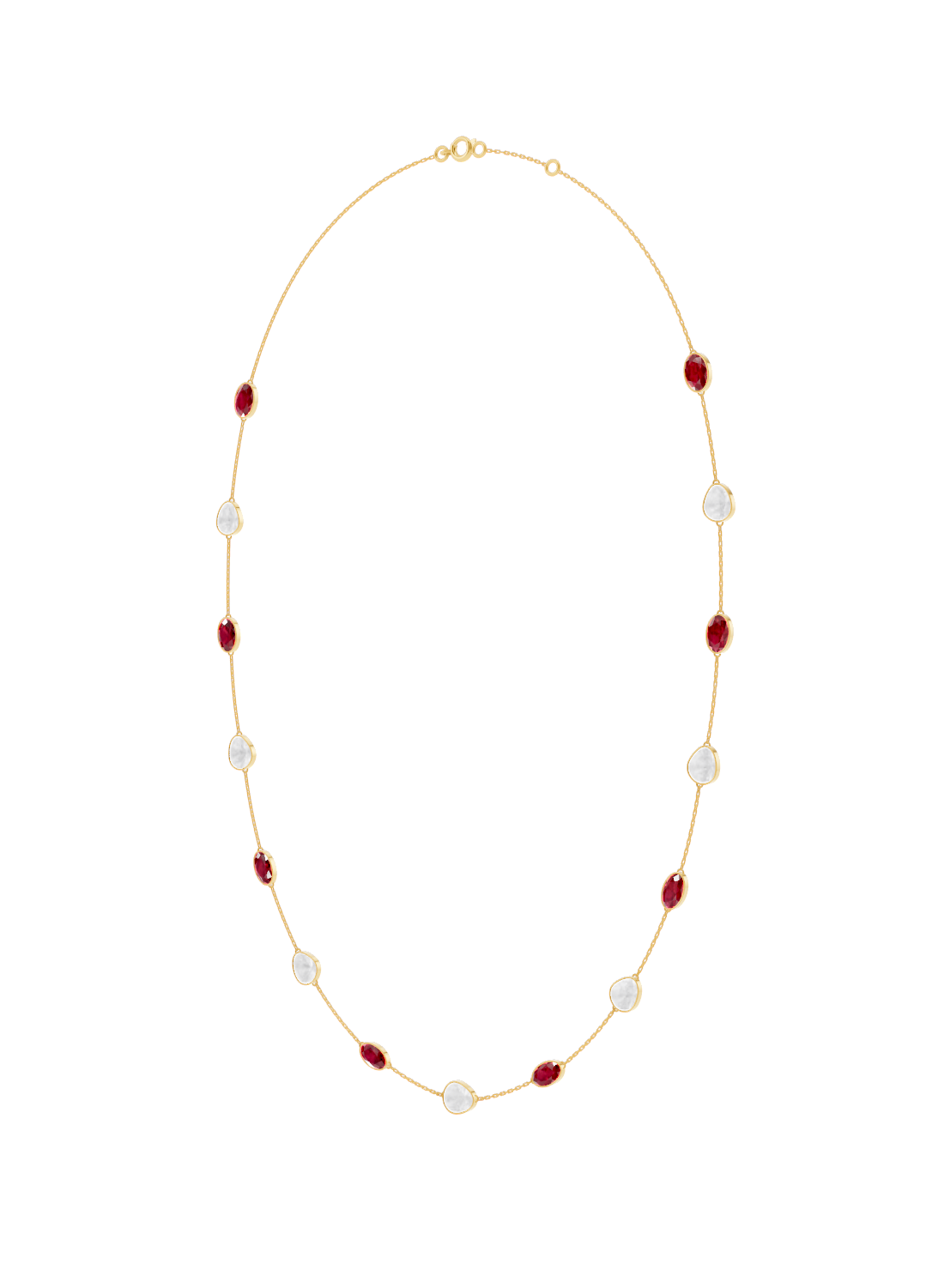Ruby and Opal Bezel-Set Necklace
