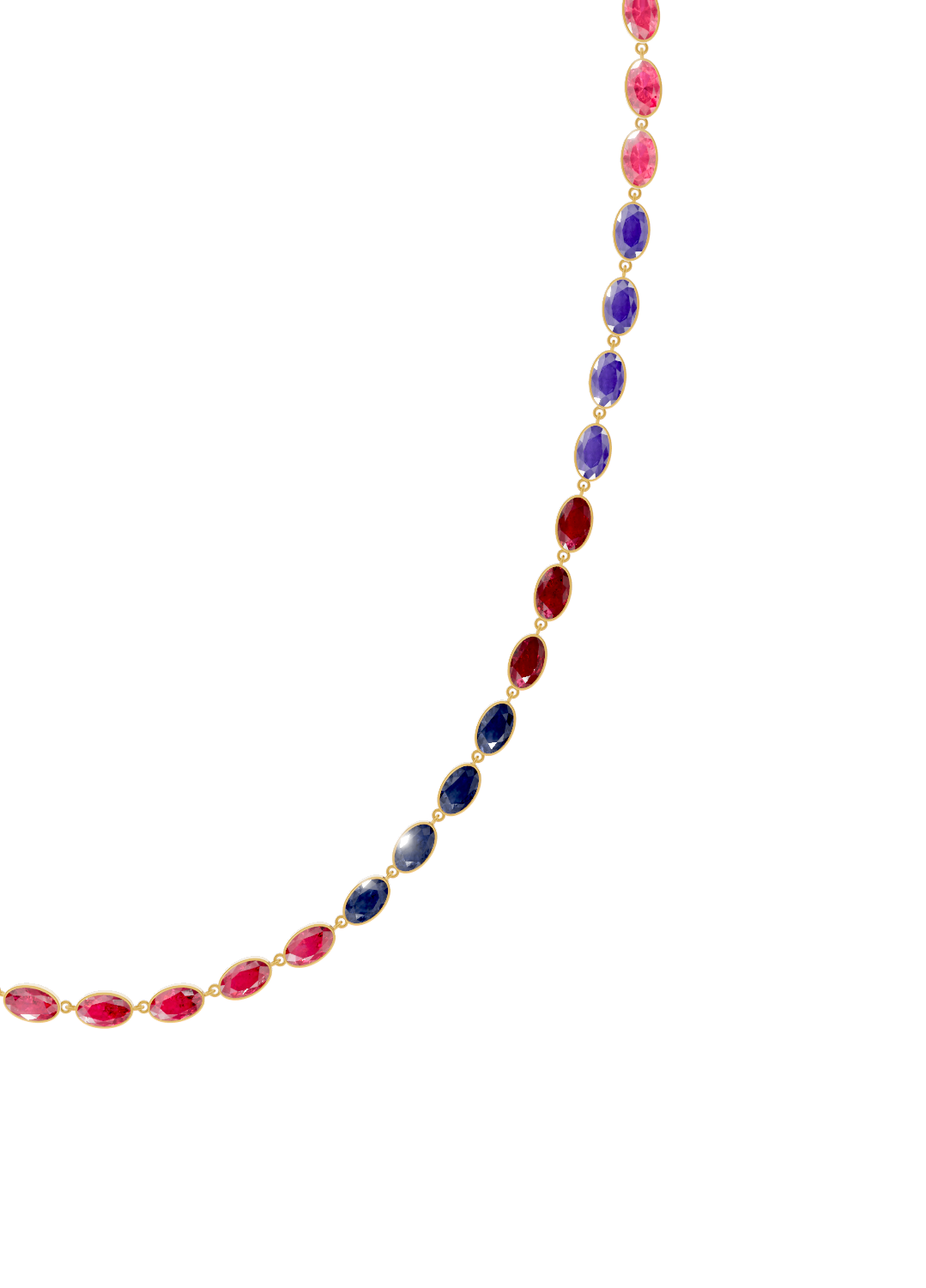Rainbow Gradient Bezel-Set Gold Necklace