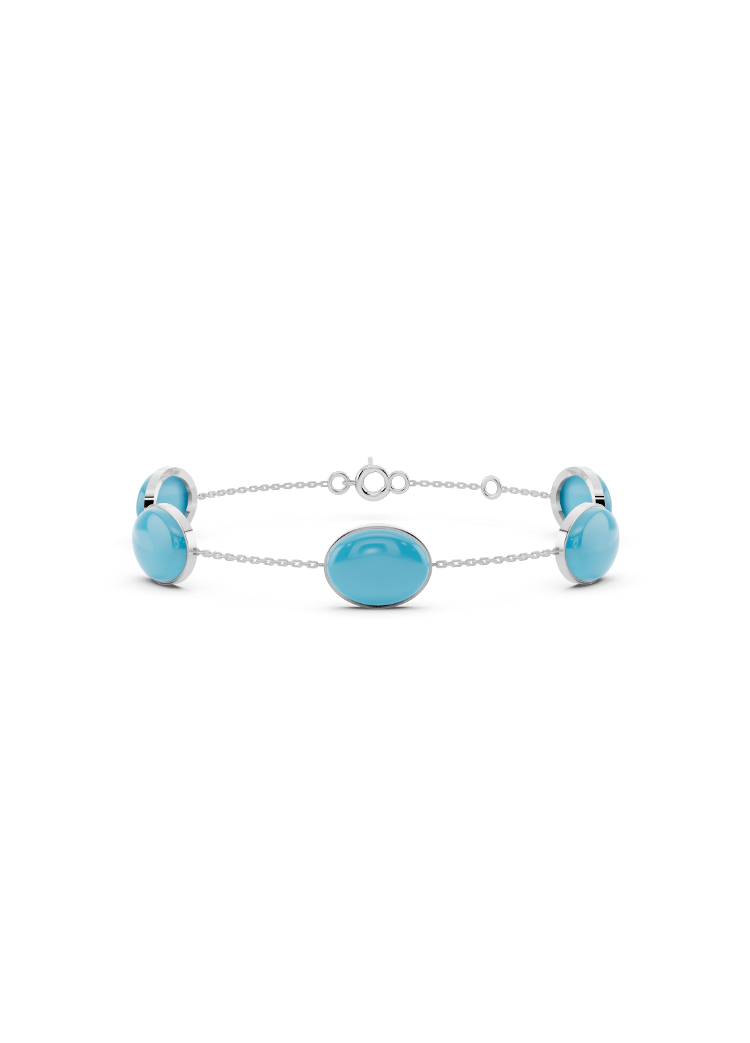 Blue Turquoise Solitaire Strand Bracelet