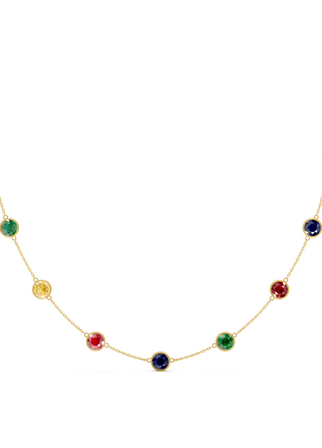 Multicolor Gemstone Bezel-Set Necklace