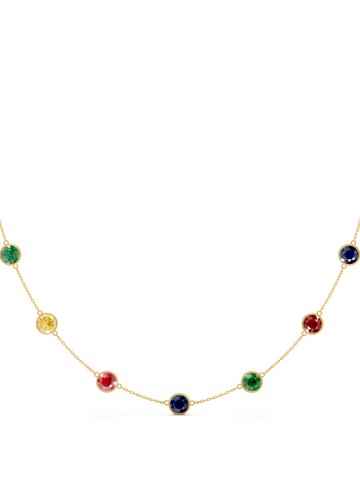 Multicolor Gemstone Bezel-Set Necklace