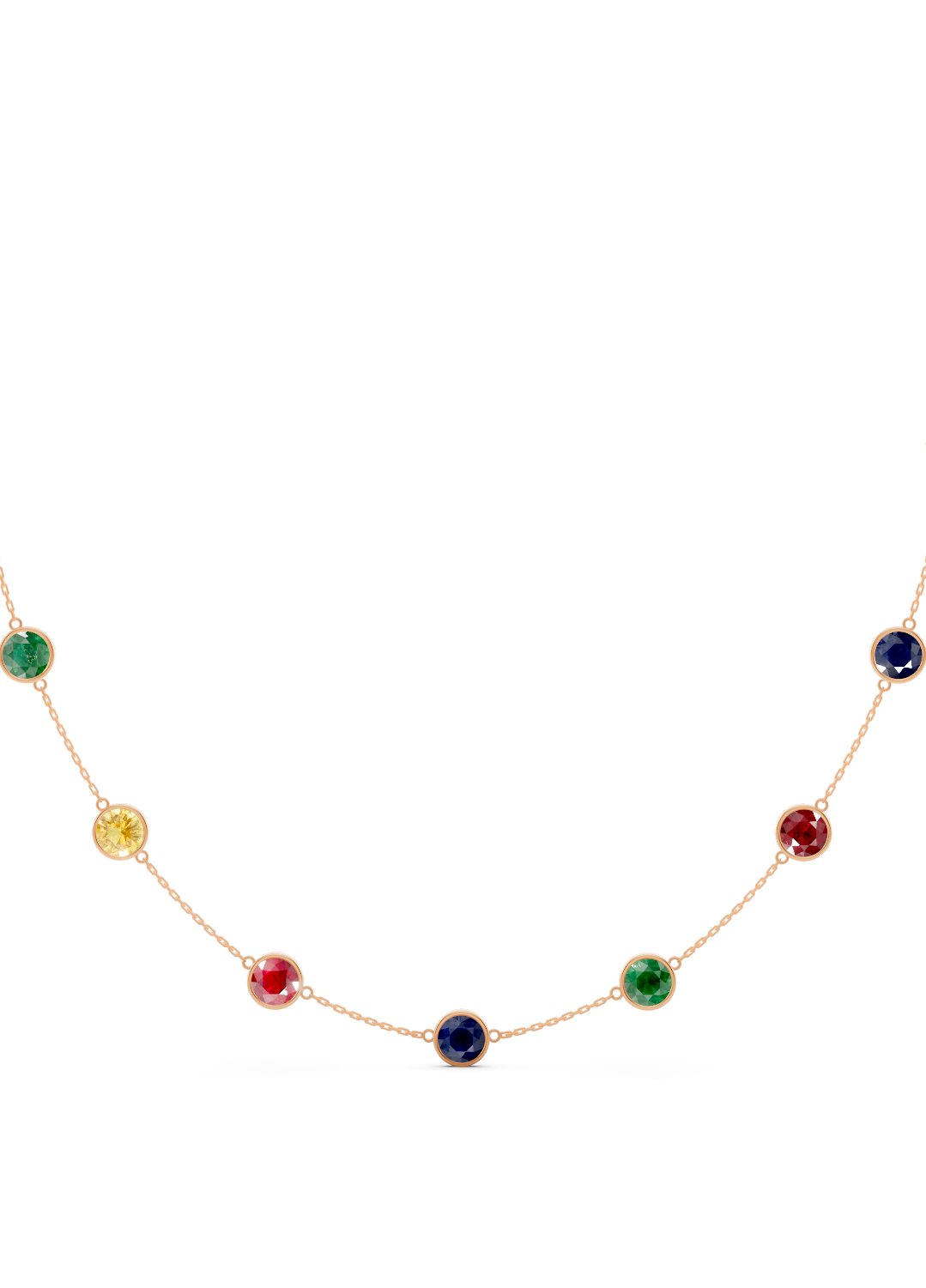 Multicolor Gemstone Bezel-Set Necklace