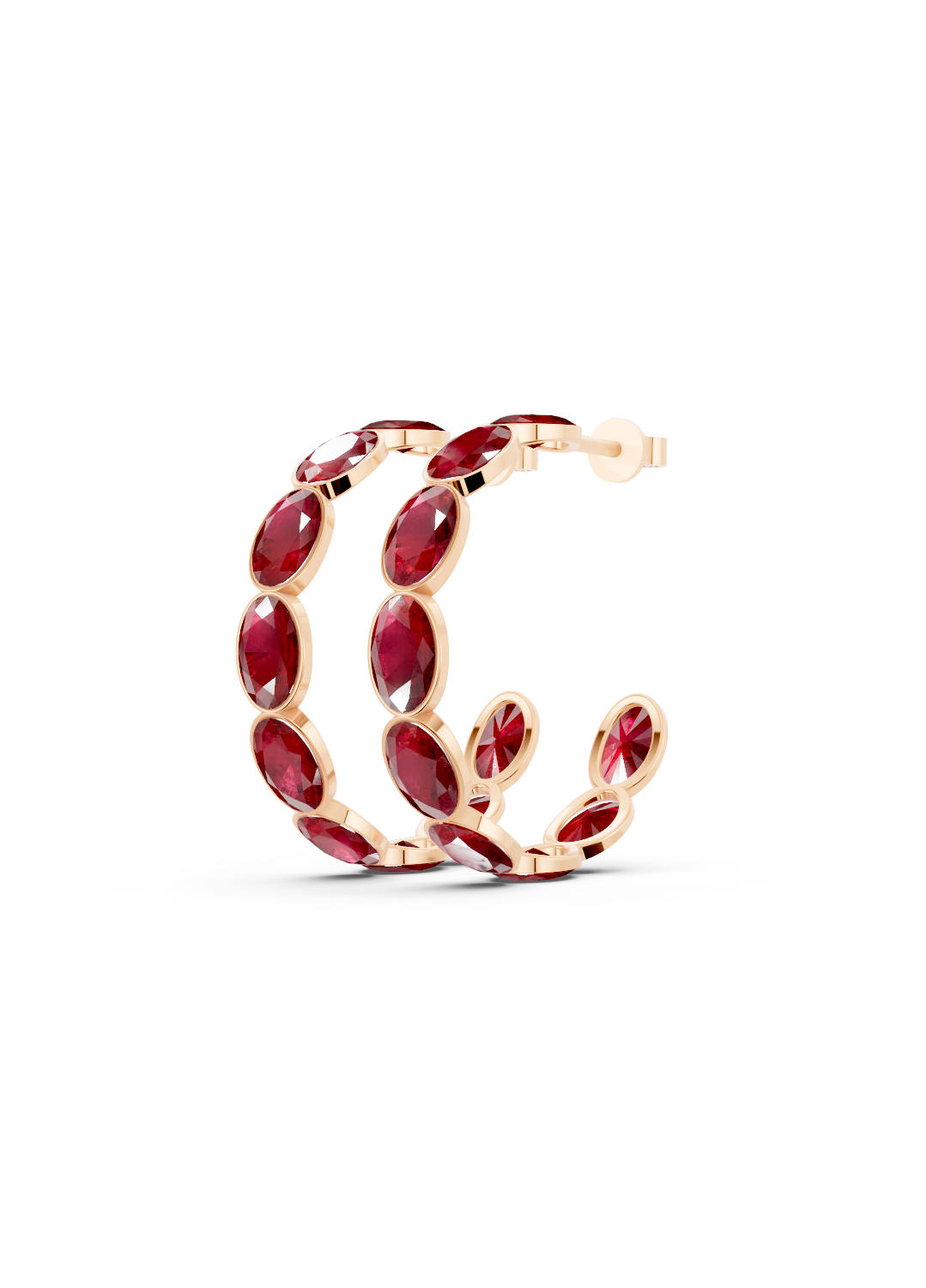 Ruby Bezel-Set Hoop Earrings