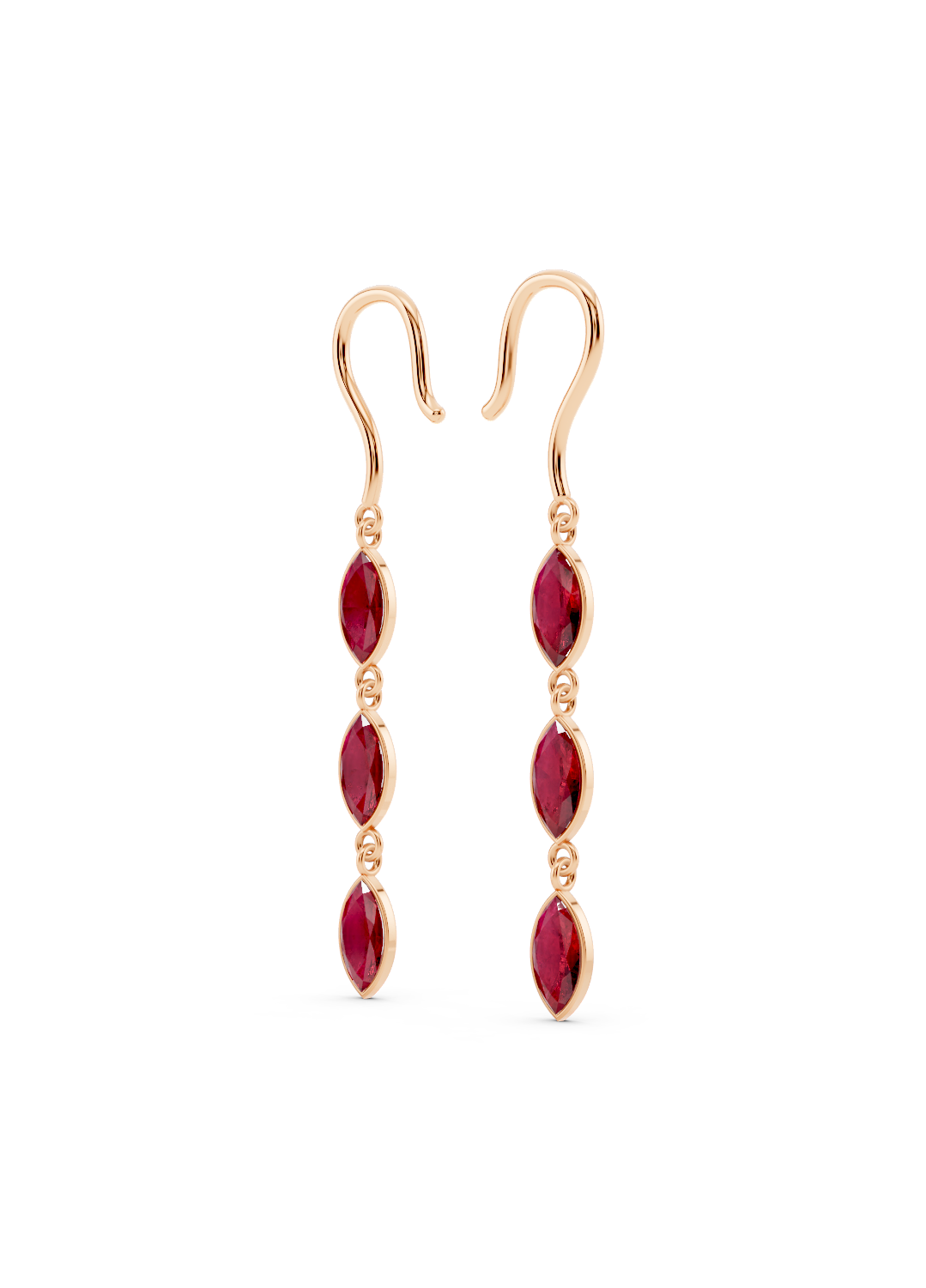 Triple Marquise Ruby Drop Earrings