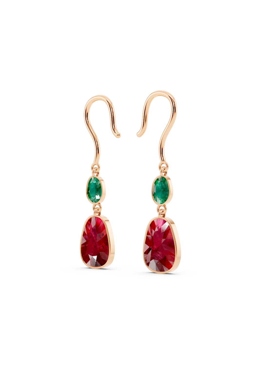 Emerald and Ruby Drop Earrings
