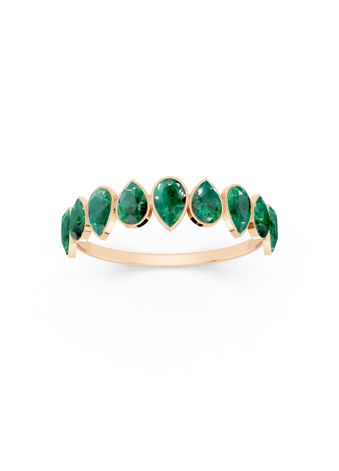 Emerald Alternating Pear Eternity Ring