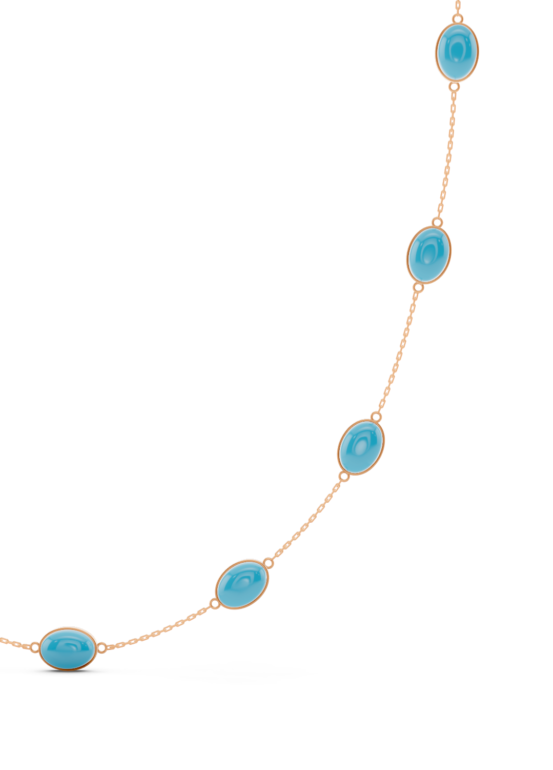 Turquoise Bezel-Set Gold Necklace