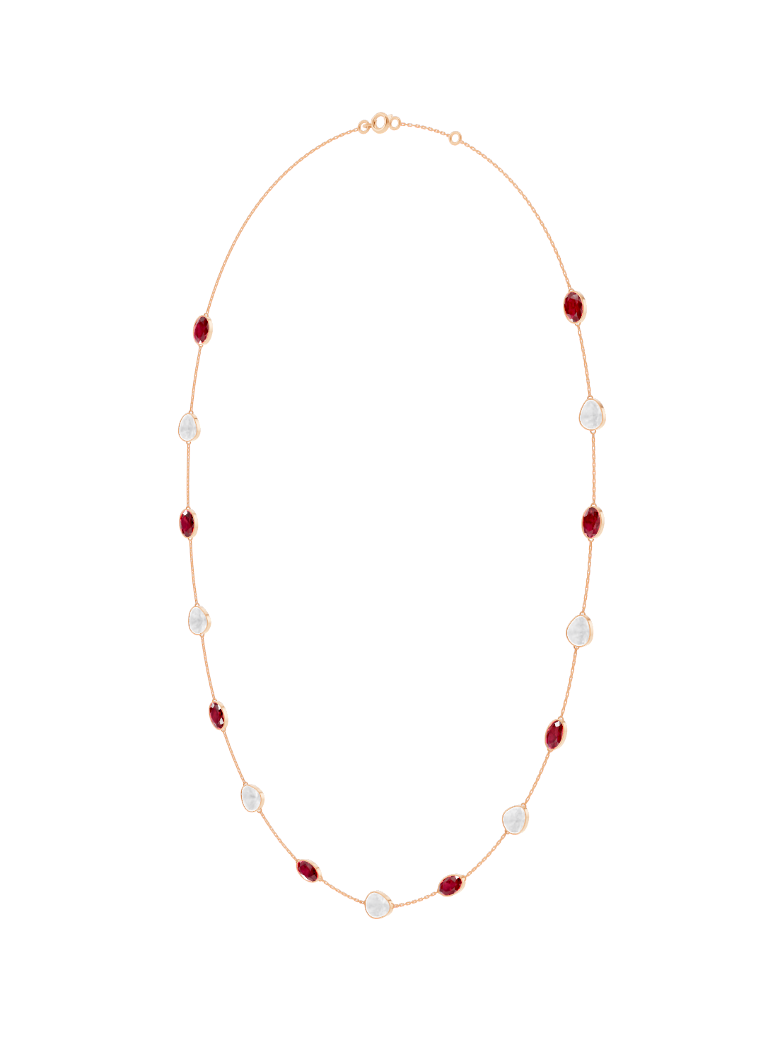 Ruby and Opal Bezel-Set Necklace