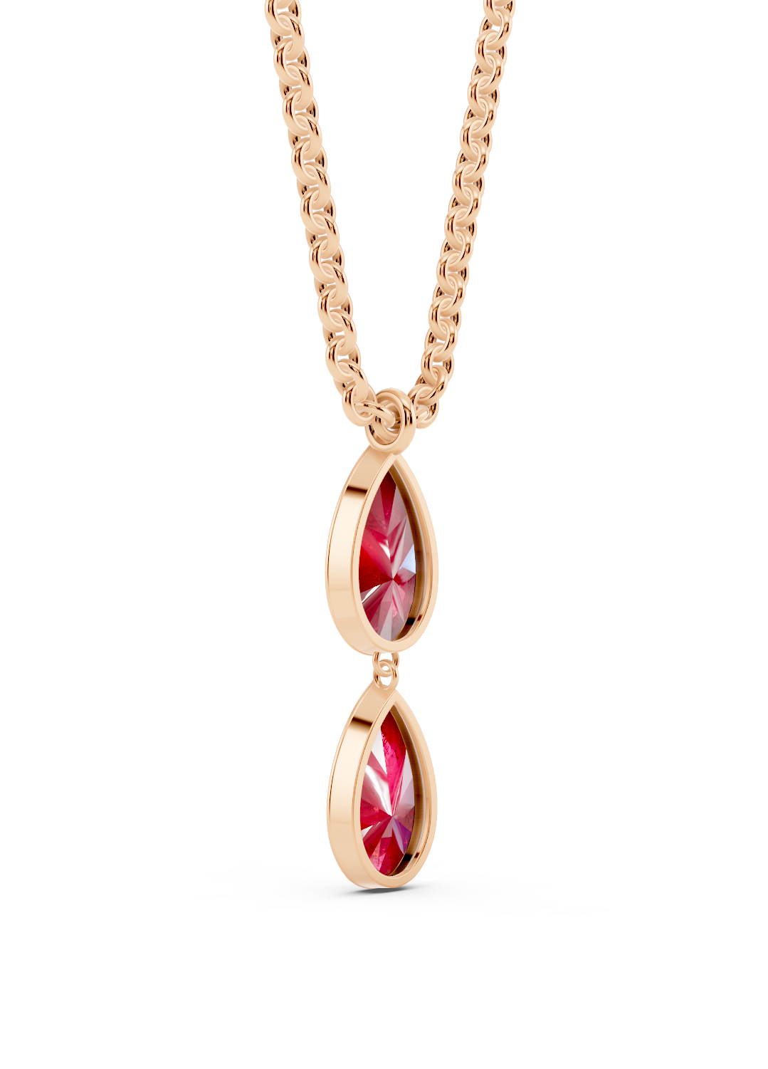 Double Ruby Drop Pendant
