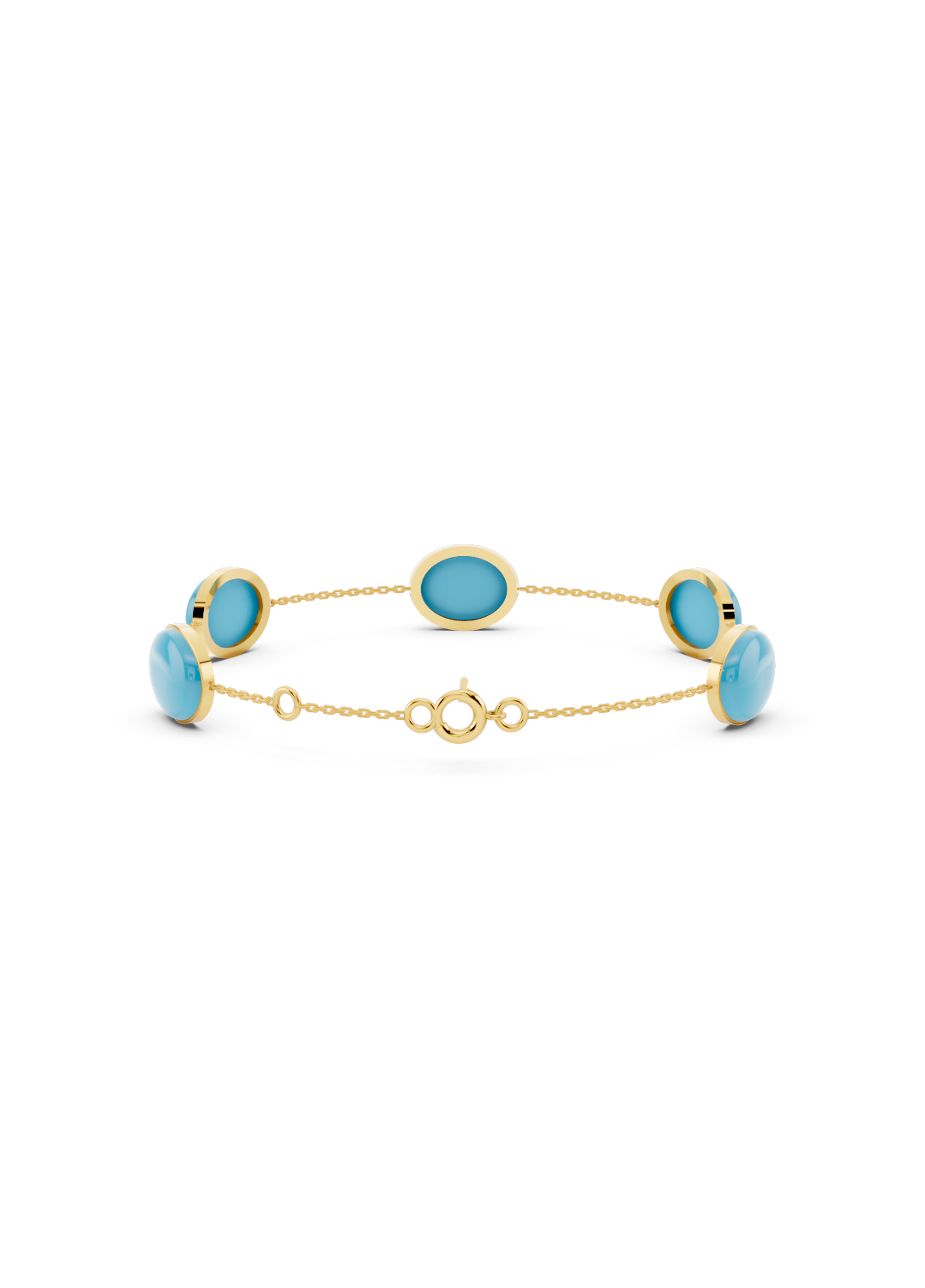 Blue Turquoise Solitaire Strand Bracelet