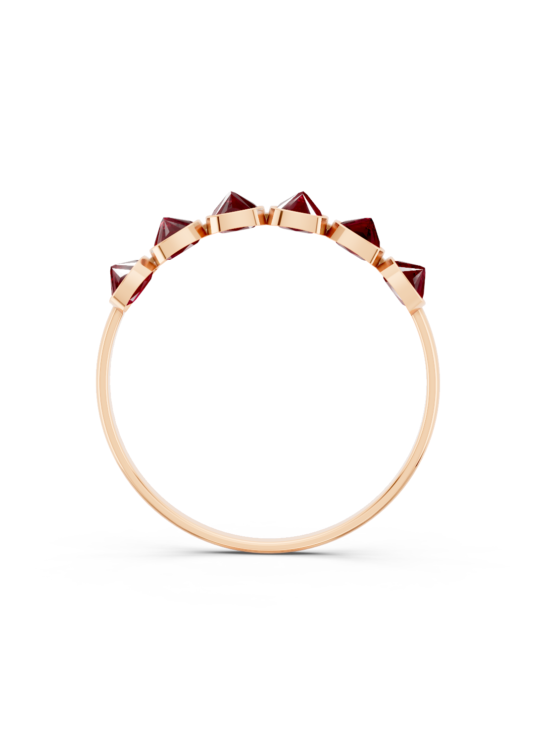 Ruby Pyramid Half Ring