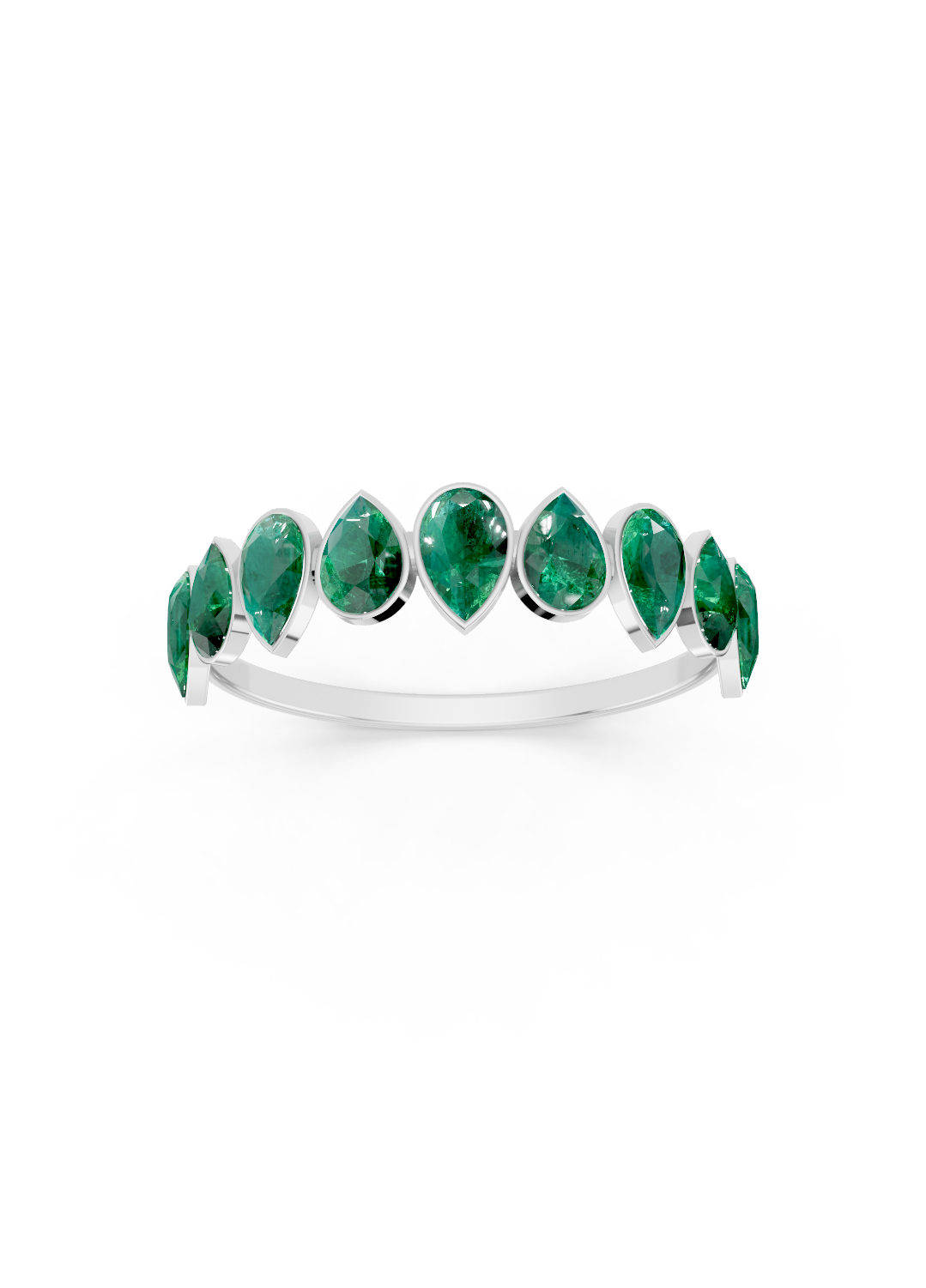 Emerald Alternating Pear Eternity Ring