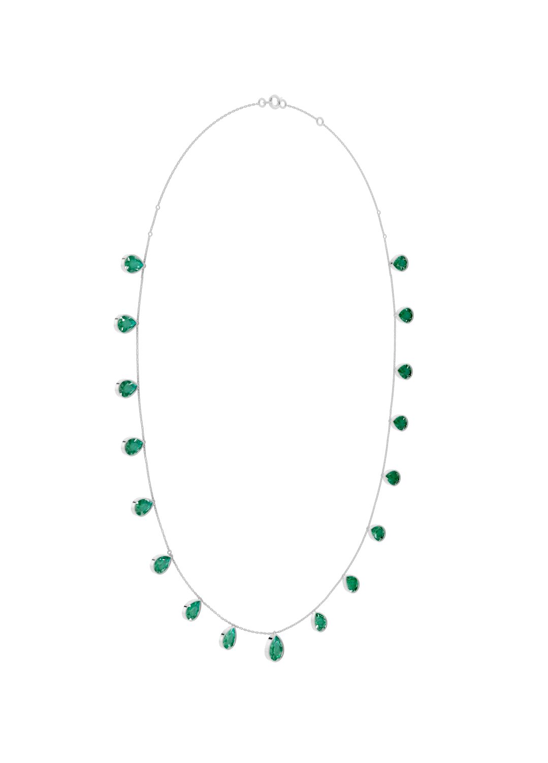 Emerald Drop Bezel-Set Necklace