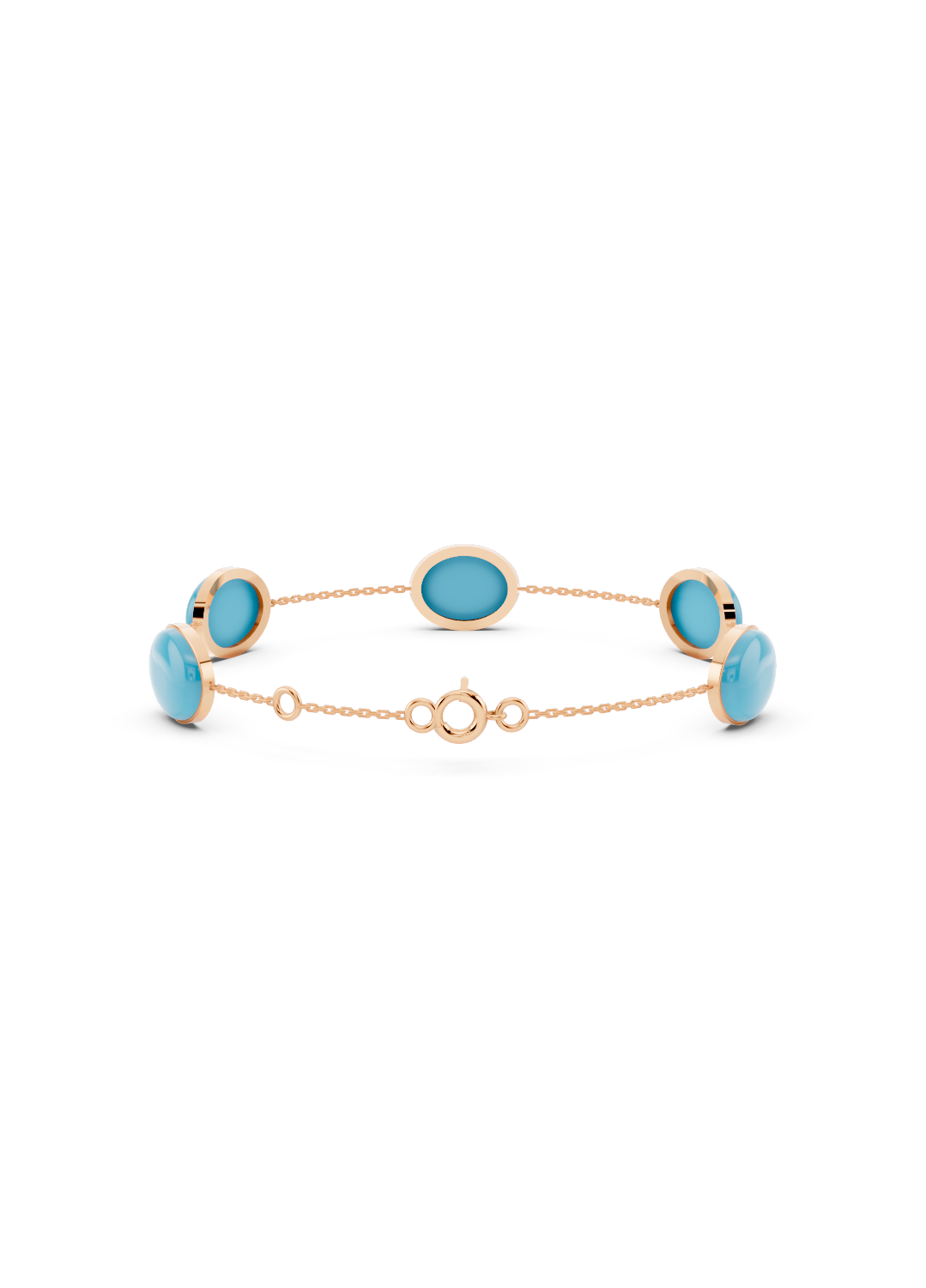 Blue Turquoise Solitaire Strand Bracelet
