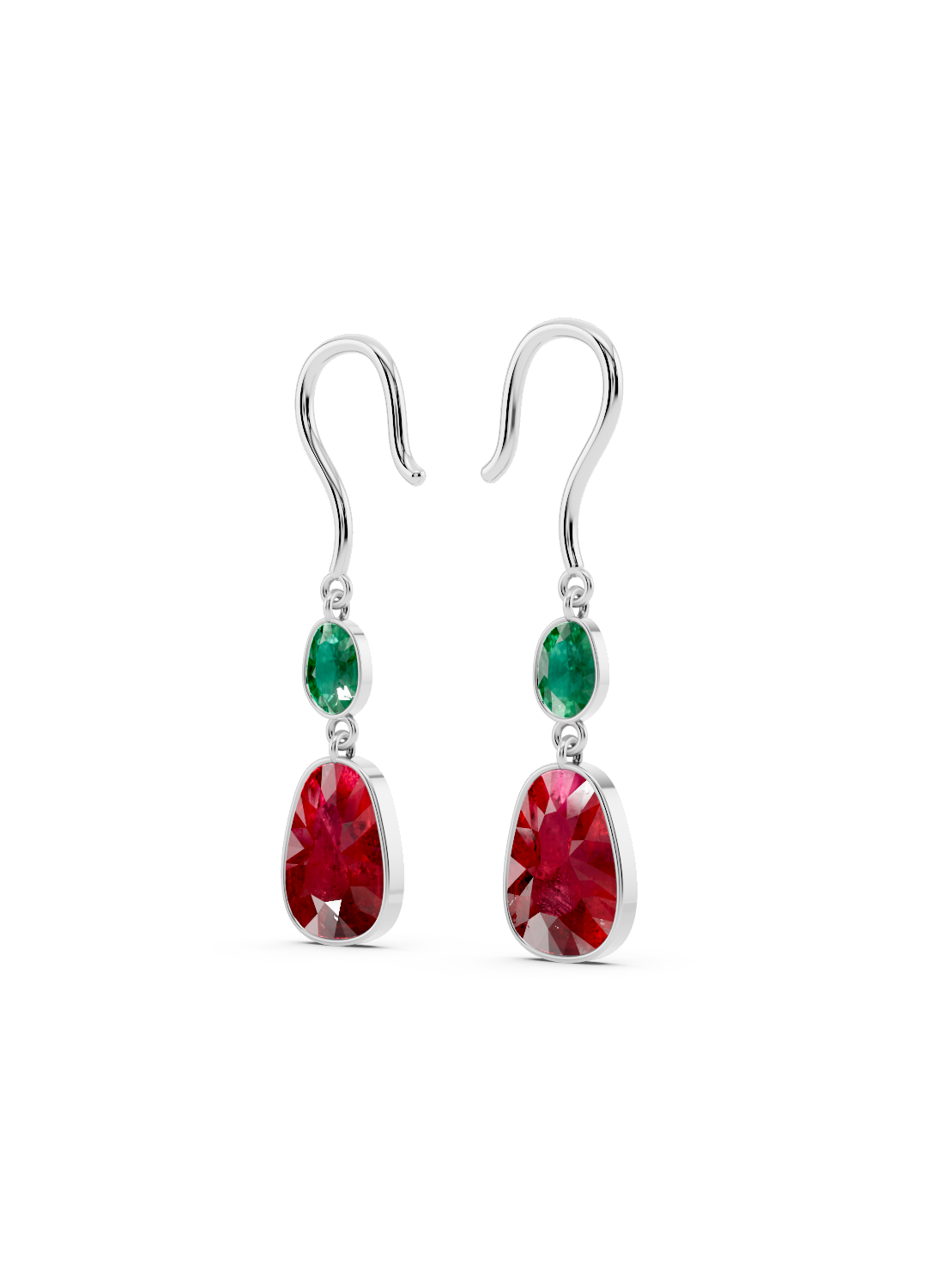 Emerald and Ruby Drop Earrings