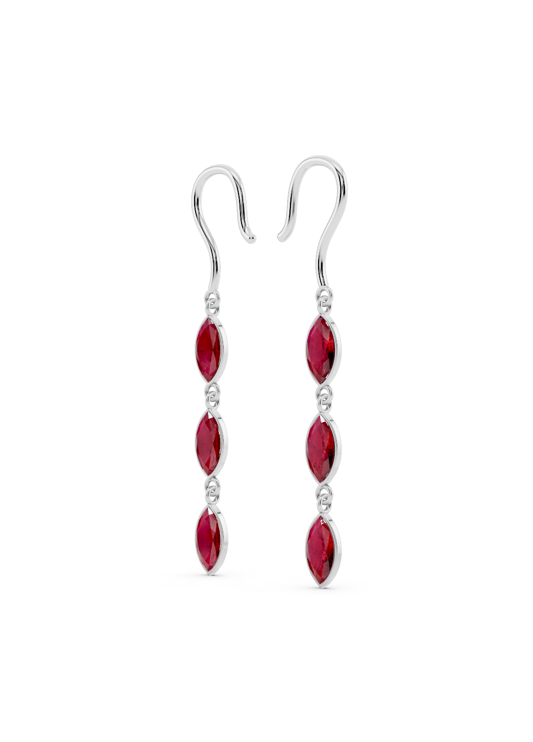 Triple Marquise Ruby Drop Earrings