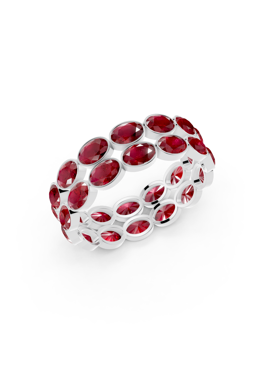Ruby Oval Double-Row Eternity Ring