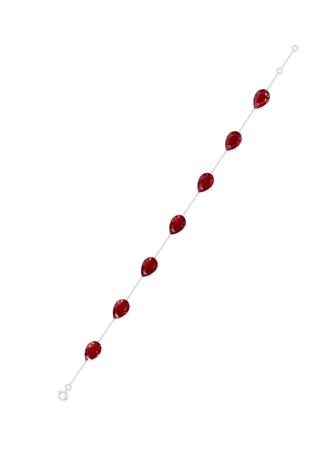 Pear-Cut Ruby Bezel-Set Delicate Bracelet