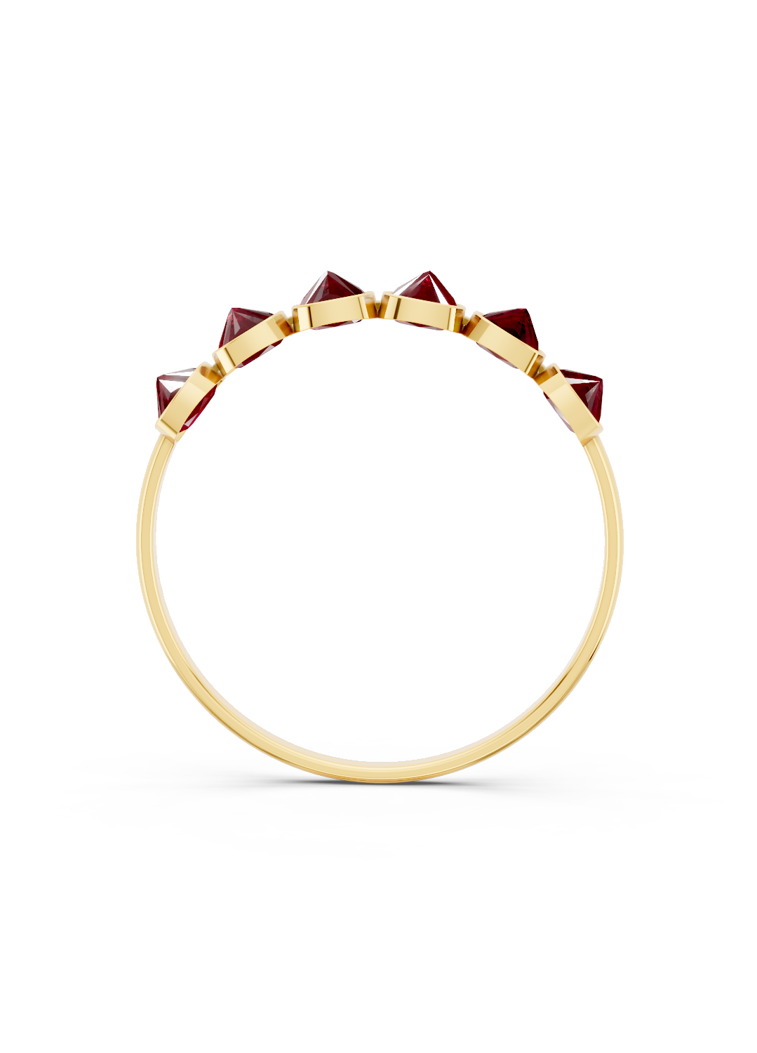 Ruby Pyramid Half Ring