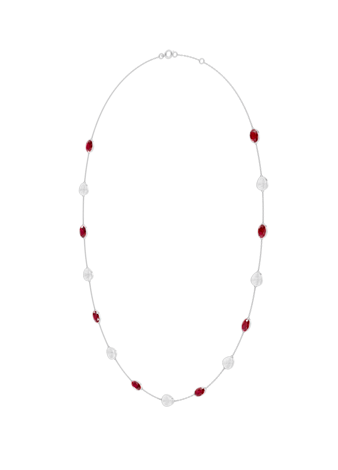 Ruby and Opal Bezel-Set Necklace