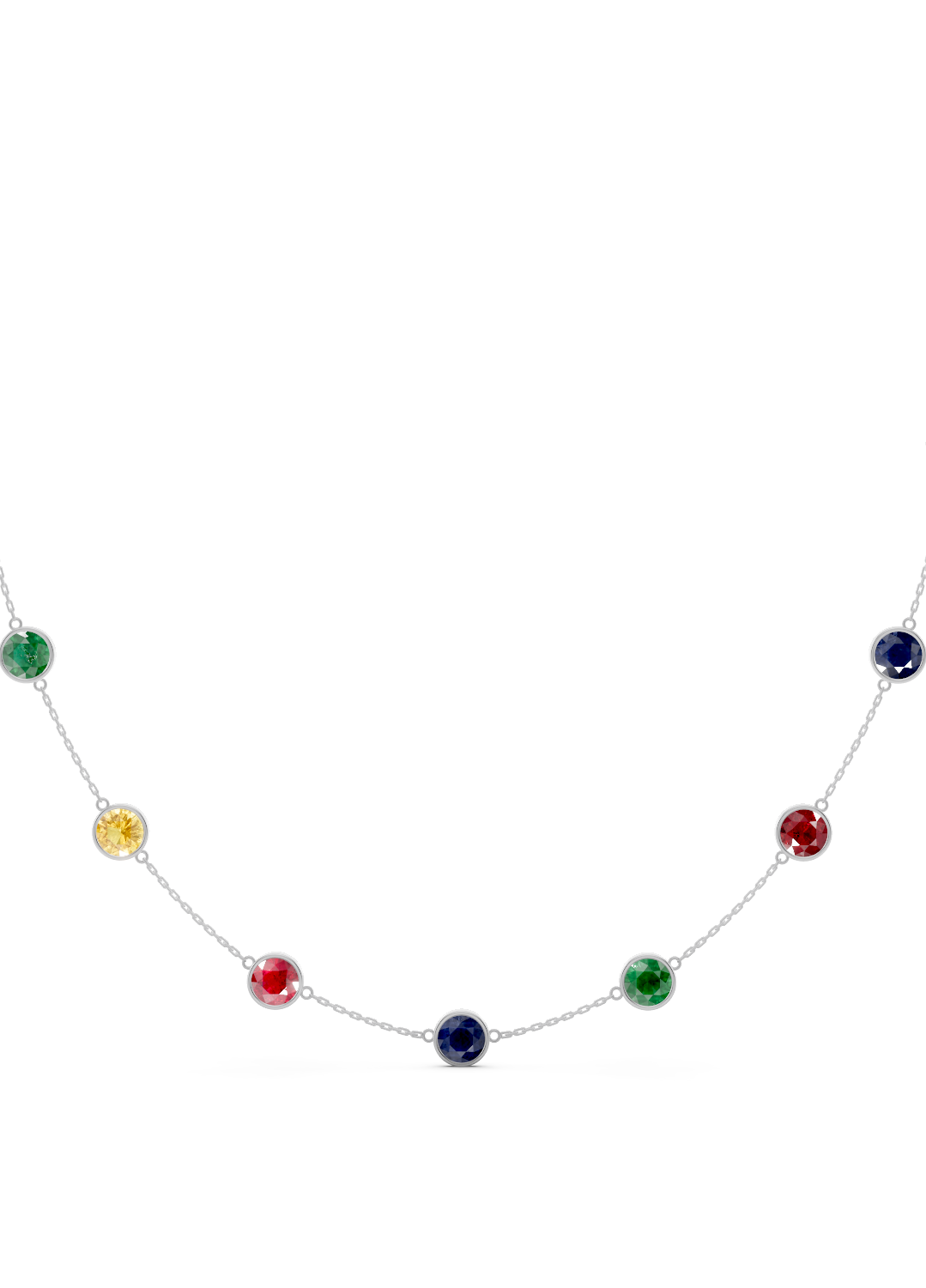 Multicolor Gemstone Bezel-Set Necklace