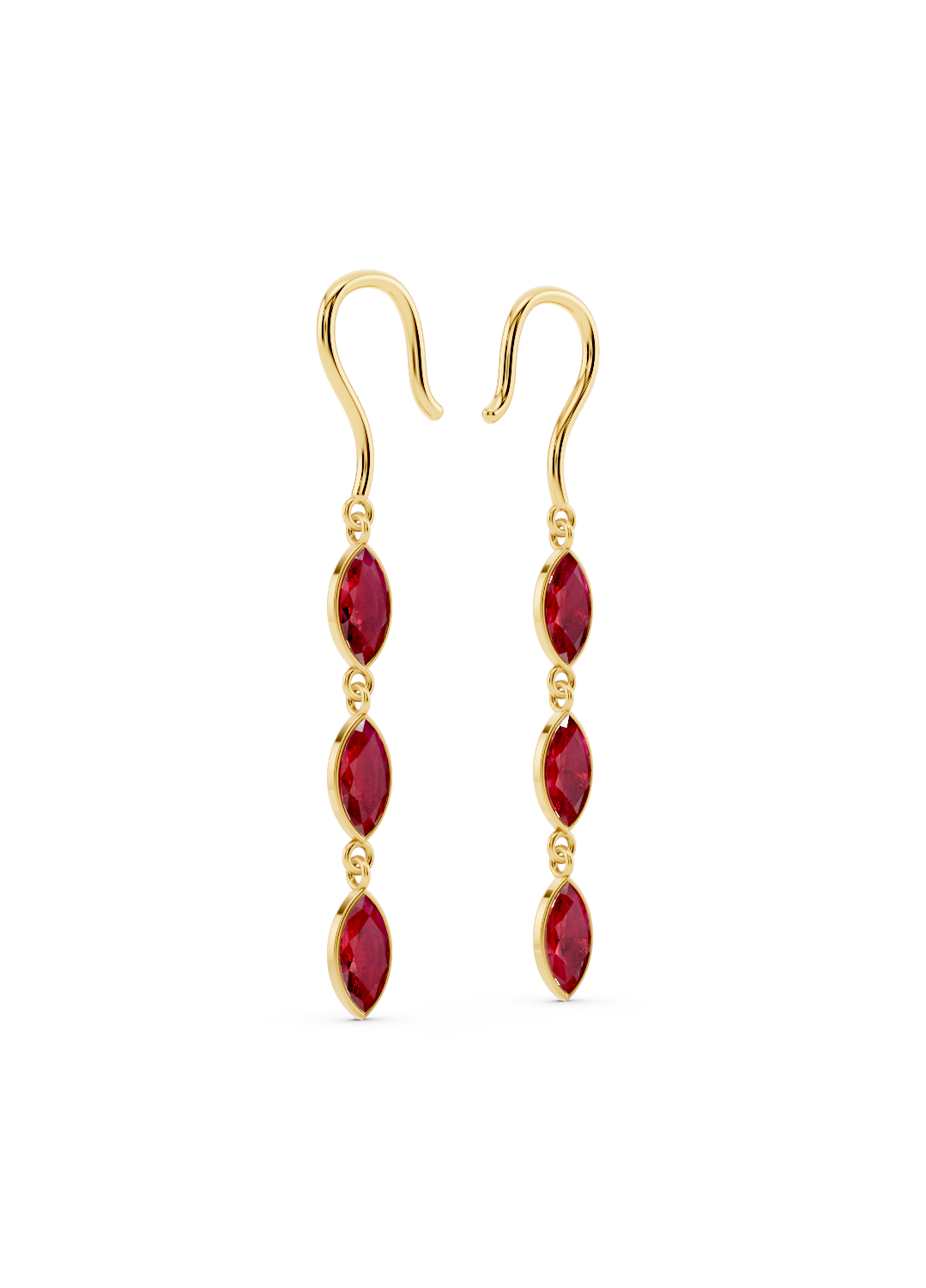 Triple Marquise Ruby Drop Earrings