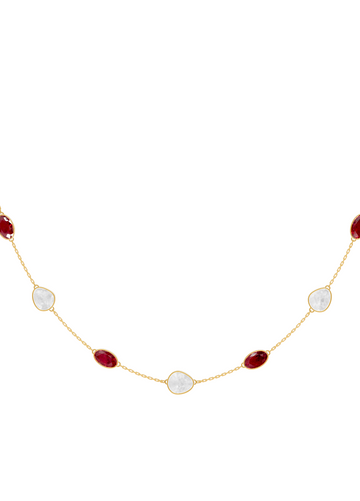 Ruby and Opal Bezel-Set Necklace
