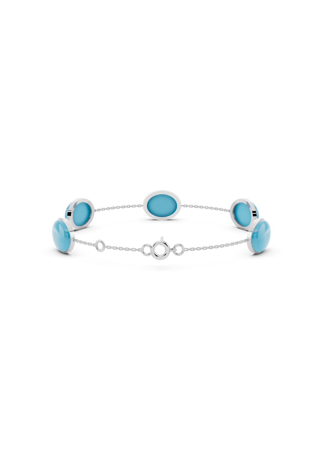 Blue Turquoise Solitaire Strand Bracelet