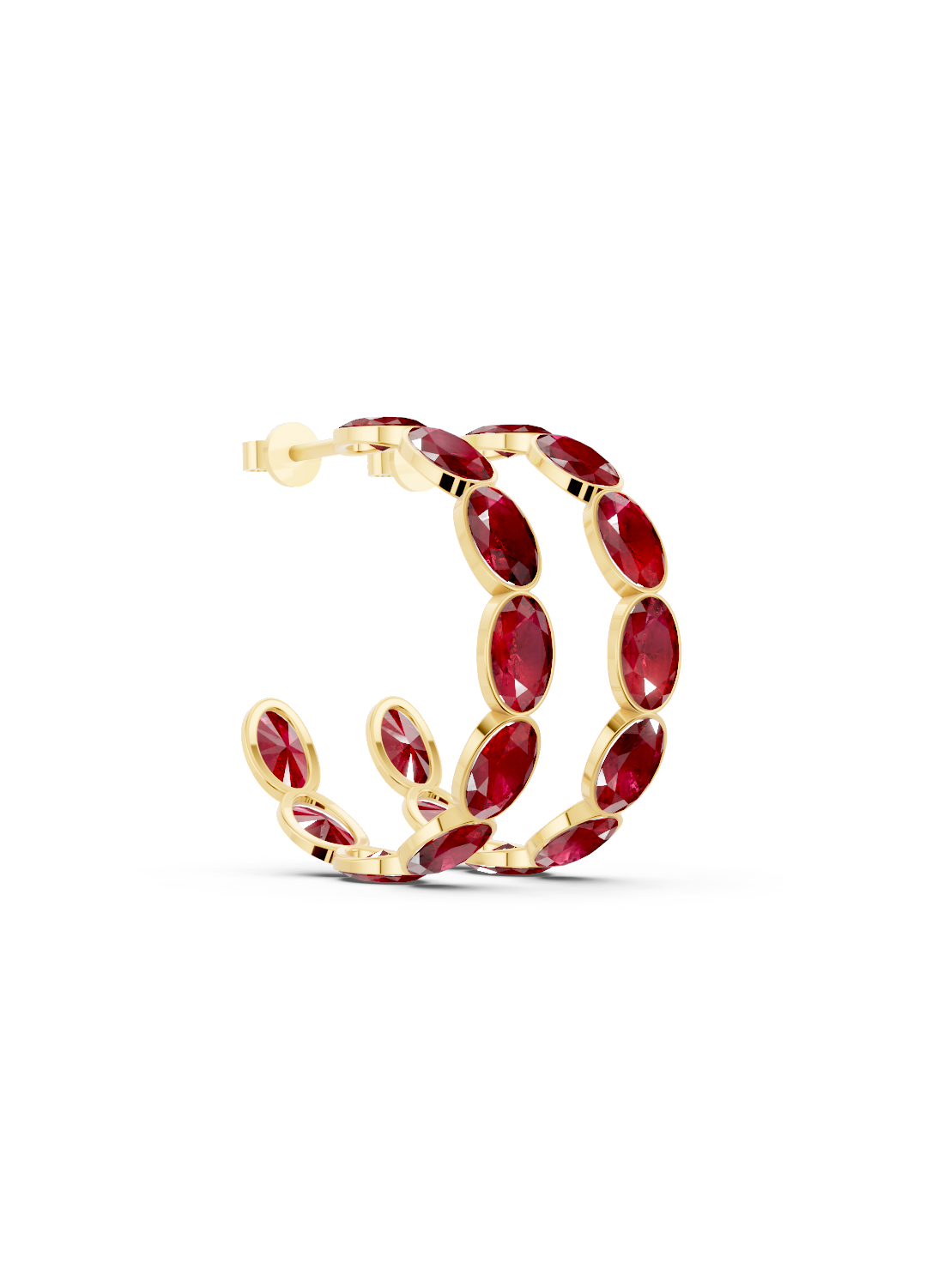 Ruby Bezel-Set Hoop Earrings