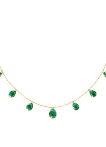 Emerald Drop Bezel-Set Necklace